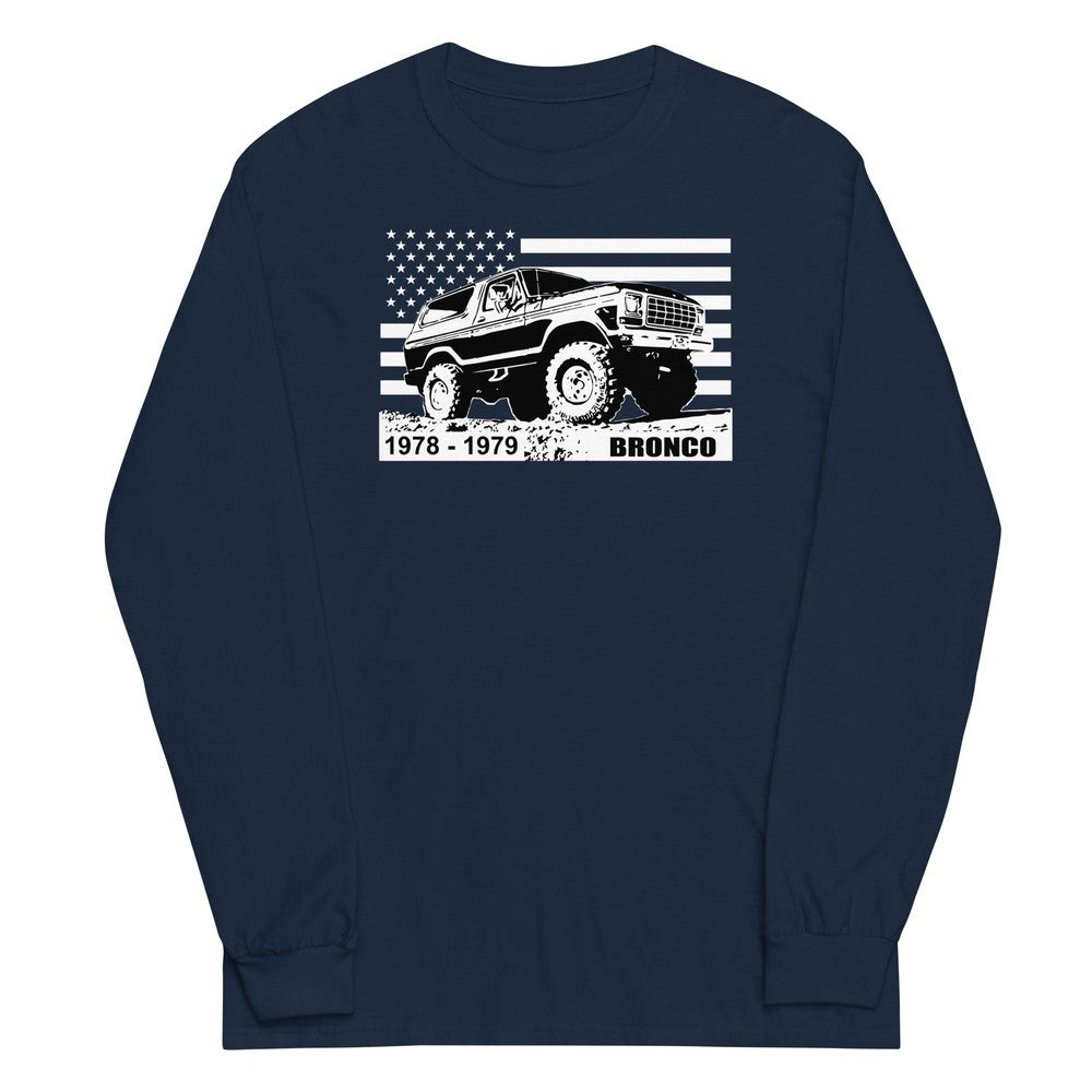 78-79 Bronco Long Sleeve T-Shirt in navy