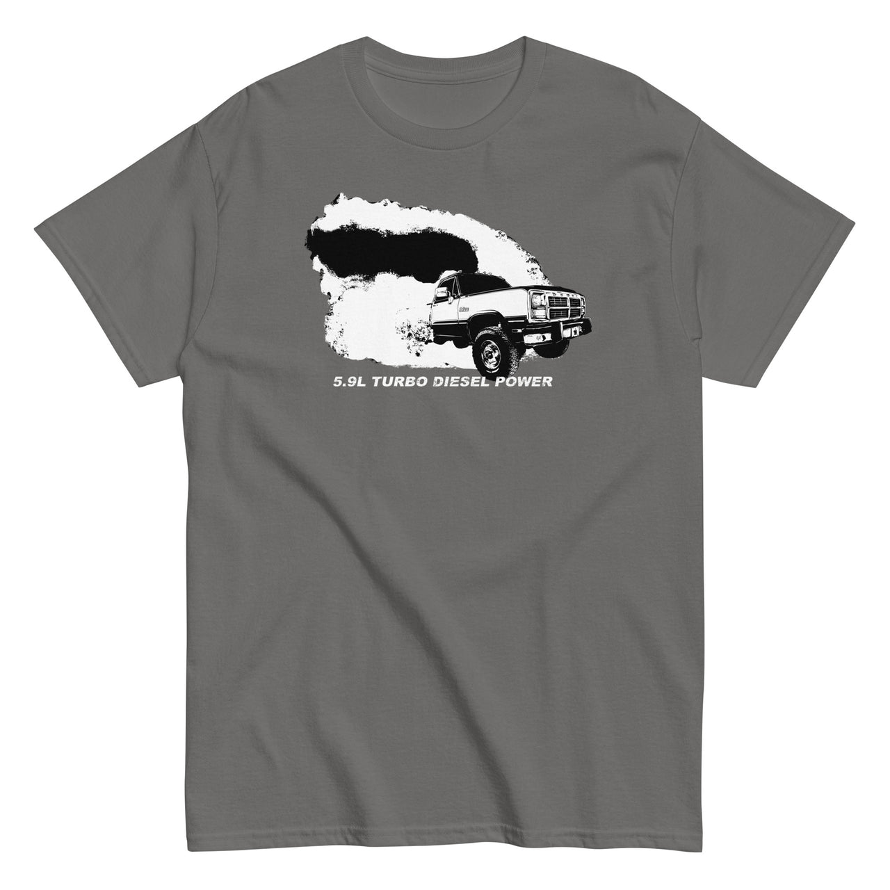 1st Gen 5.9 Diesel Truck Rolling Coal Burnout T-Shirt in grey