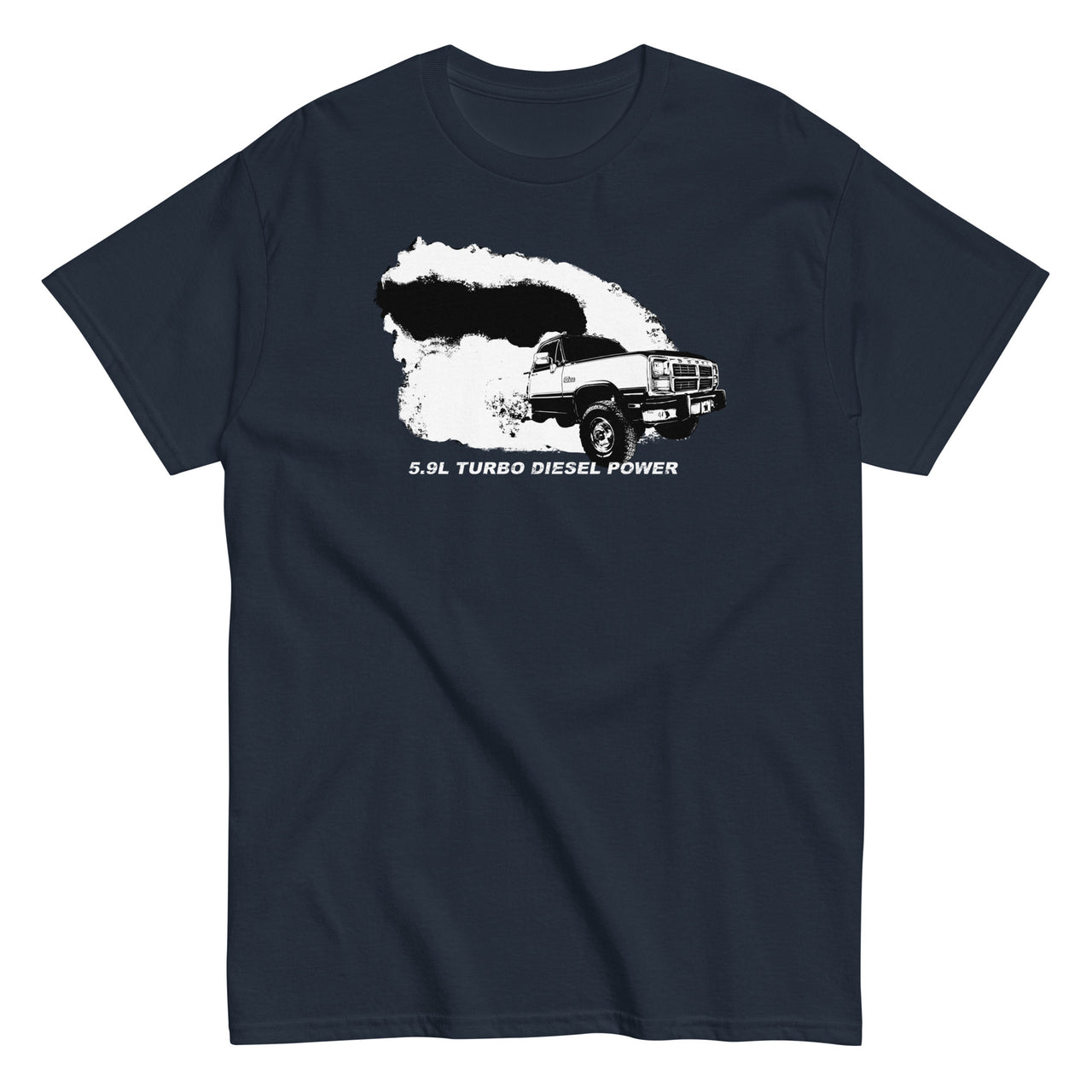 1st Gen 5.9 Diesel Truck Rolling Coal Burnout T-Shirt in navy