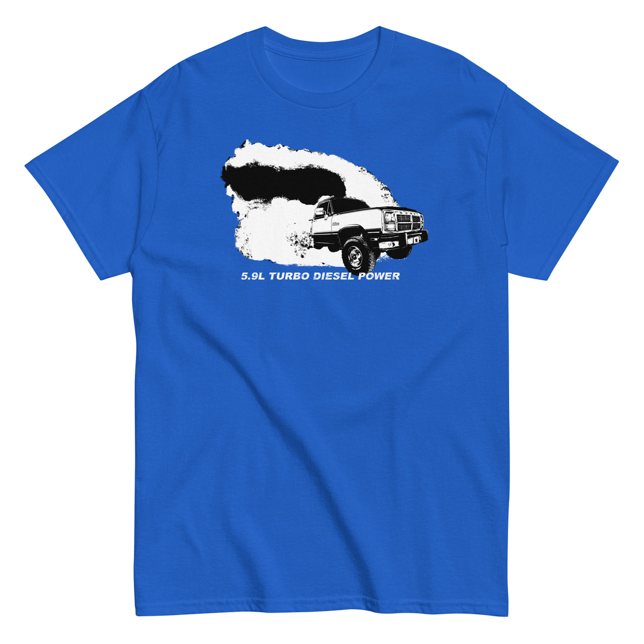 1st Gen 5.9 Diesel Truck Rolling Coal Burnout T-Shirt in blue