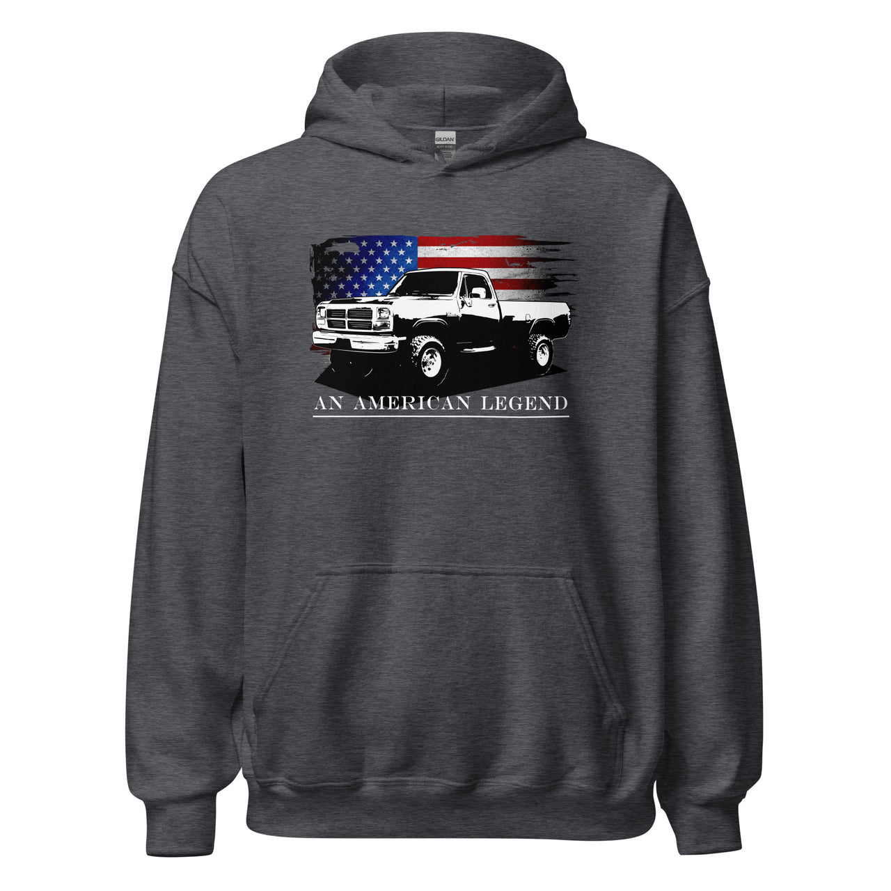 First Gen Truck Hoodie, American Flag Design Sweatshirt-In-Dark Heather-From Aggressive Thread
