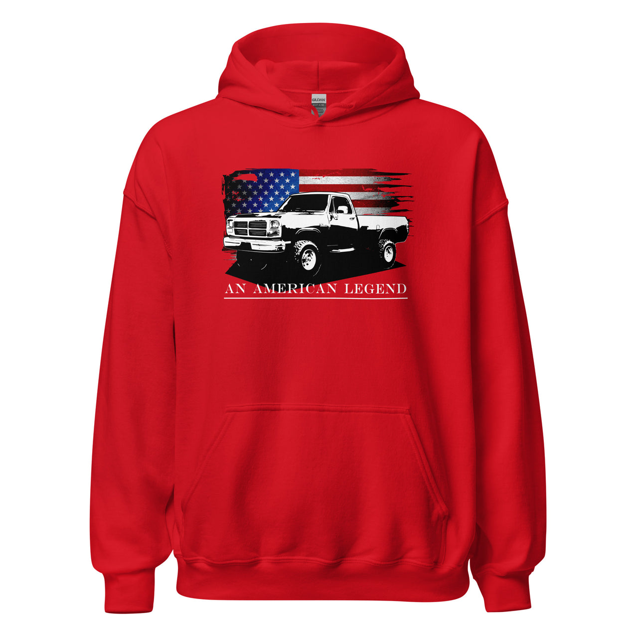 First Gen Truck Hoodie, American Flag Design Sweatshirt-In-Red-From Aggressive Thread