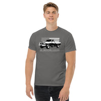 Thumbnail for First Gen Truck T-Shirt With American Flag Design modeled in charcoal