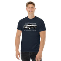 Thumbnail for First Gen Truck T-Shirt With American Flag Design modeled in navy