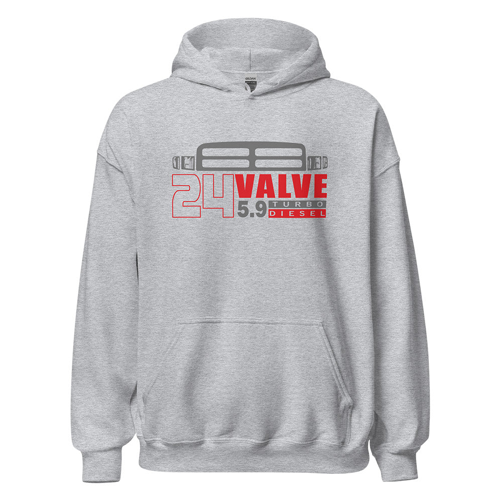 2nd Gen Truck Grille Hoodie 24v 5.9 Diesel Engine Sweatshirt in grey