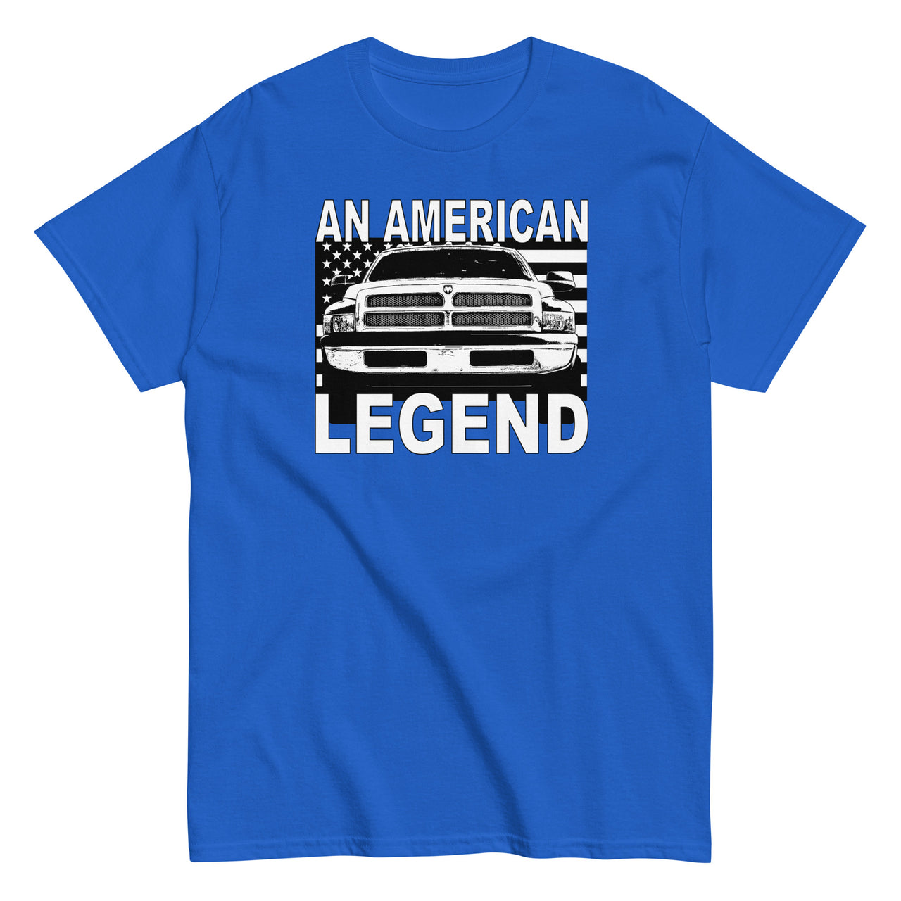 2nd Gen Truck T-Shirt With American Flag Design-In-Royal-From Aggressive Thread