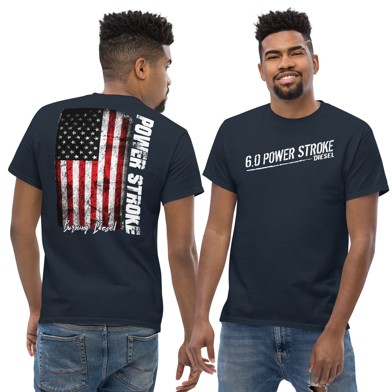 6.0 Powerstroke American Flag T-Shirt-In-Black-From Aggressive Thread