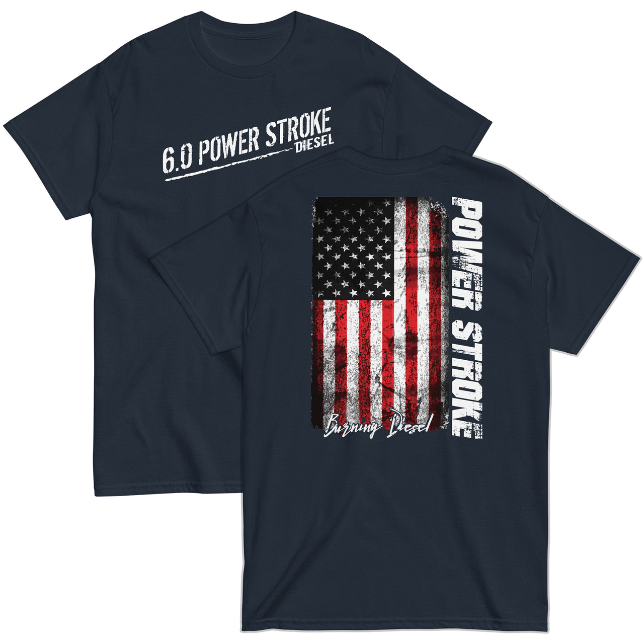 6.0 Powerstroke American Flag T-Shirt in navy