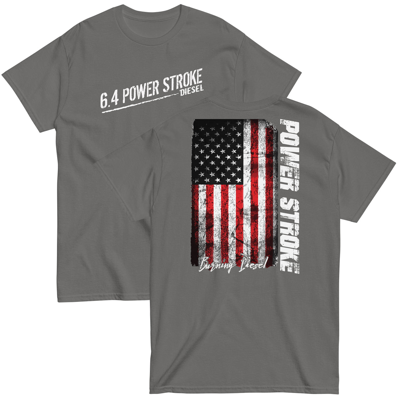 6.4 Power Stroke American Flag T-Shirt-In-Charcoal-From Aggressive Thread
