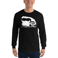 Thumbnail for 6.7 3rd Gen Truck Rolling Coal Burnout Long Sleeve T-Shirt modeled in black
