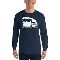Thumbnail for 6.7 3rd Gen Truck Rolling Coal Burnout Long Sleeve T-Shirt modeled in navy