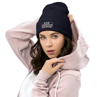 Thumbnail for 6.7 Powerstroke Hat Winter Cuffed Beanie modeled in navy