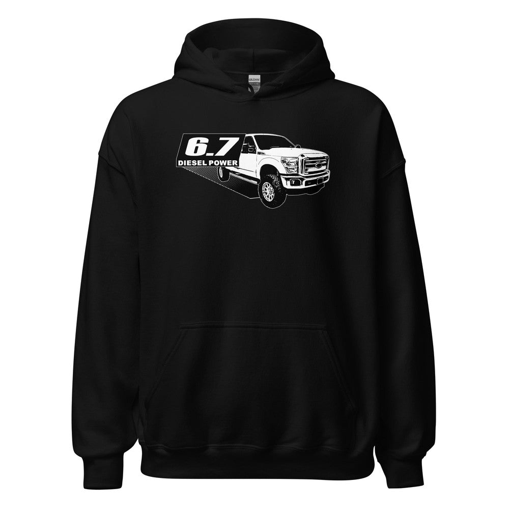 6.7 Powerstroke Hoodie Power Stroke Sweatshirt With Diesel Truck in black