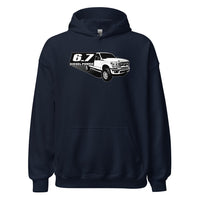 Thumbnail for 6.7 Powerstroke Hoodie Power Stroke Sweatshirt With Diesel Truck in navy
