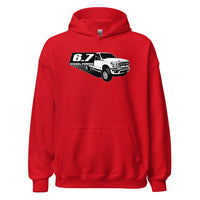 Thumbnail for 6.7 Powerstroke Hoodie Power Stroke Sweatshirt With Diesel Truck in red