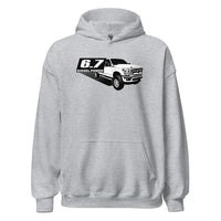 Thumbnail for 6.7 Powerstroke Hoodie Power Stroke Sweatshirt With Diesel Truck in sport grey