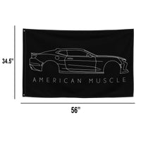 Thumbnail for 6th Gen Camaro Garage Flag with dimensions