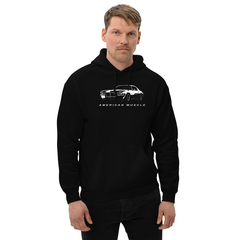 snd gen split bumper camaro hoodie modeled in black