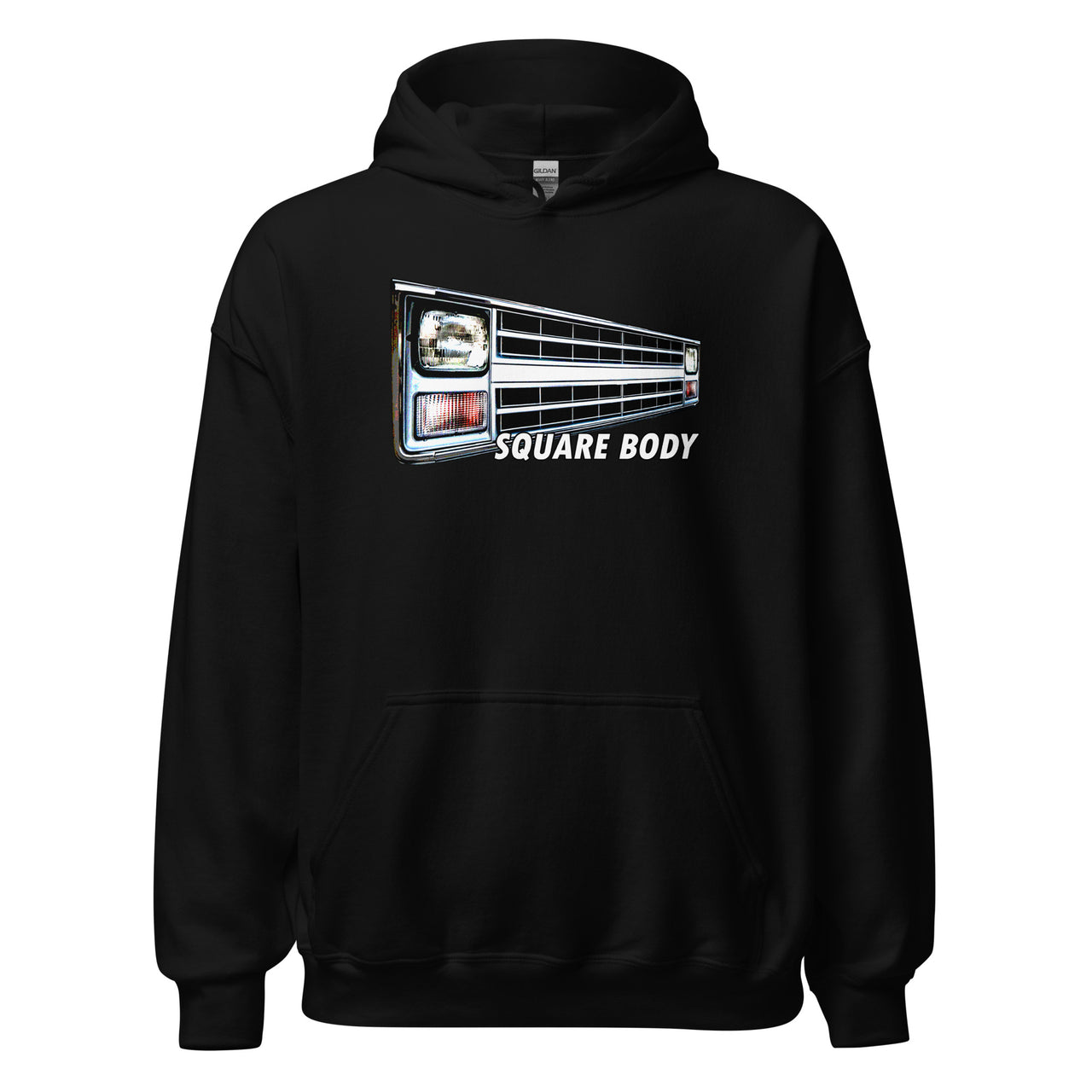 Square Body Truck 80s Angled Grille Hoodie in black