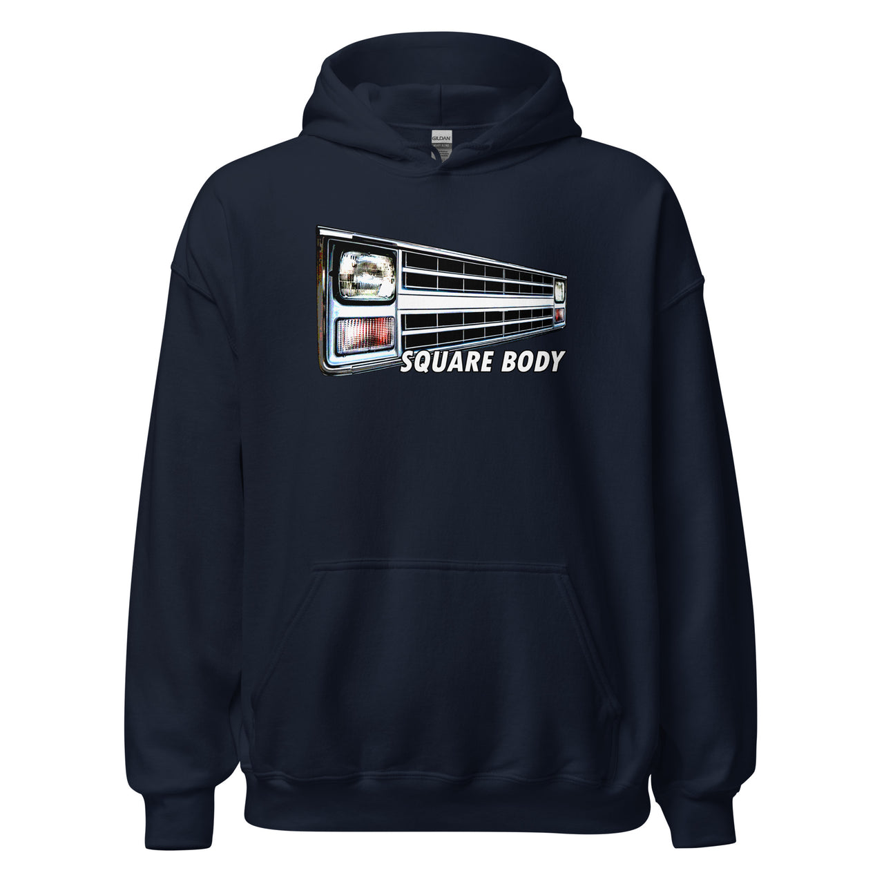 Square Body Truck 80s Angled Grille Hoodie in navy