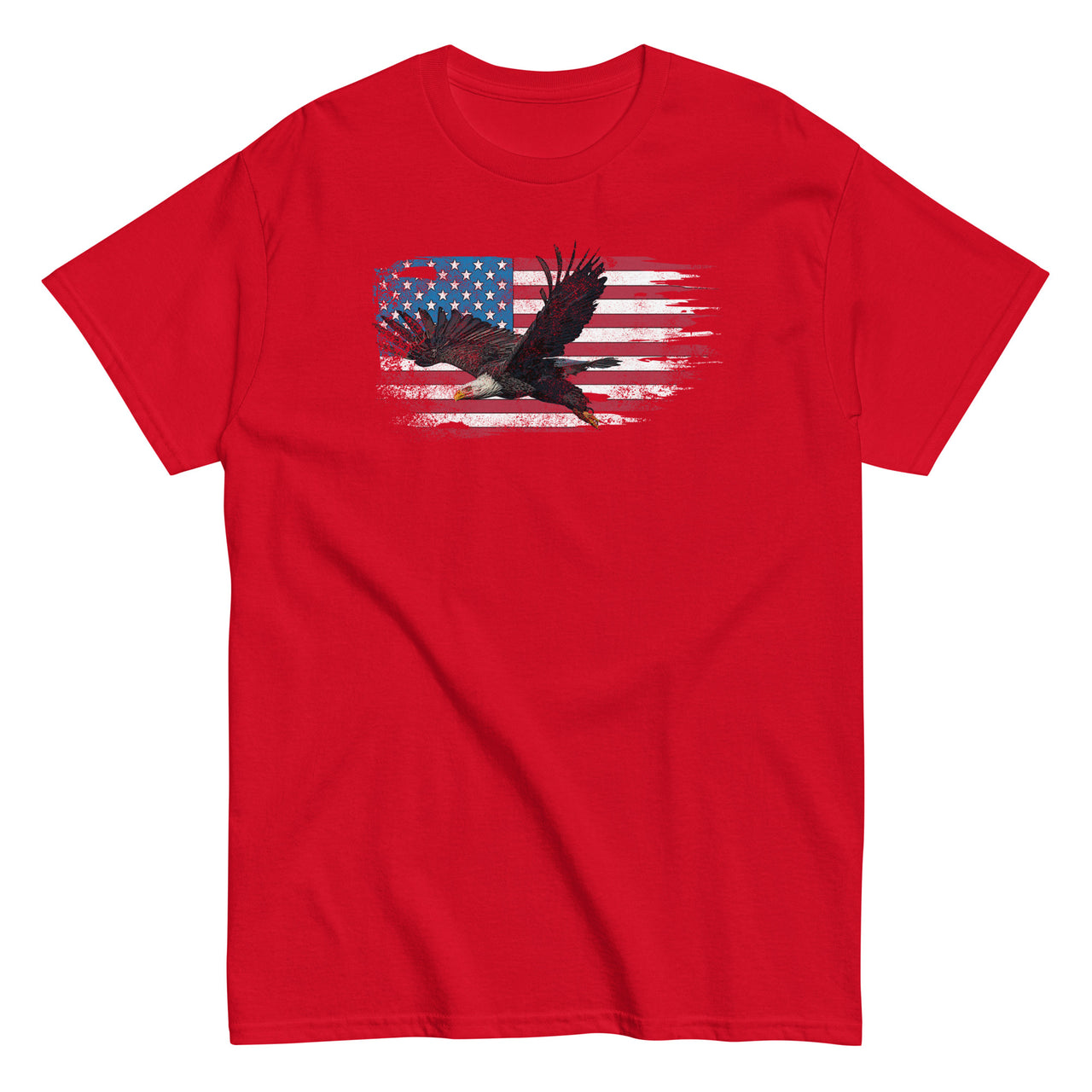 Patriotic American Flag Bald Eagle T-Shirt in red