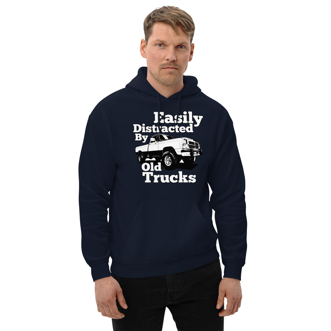 First Gen Dodge Hoodie modeled in navy