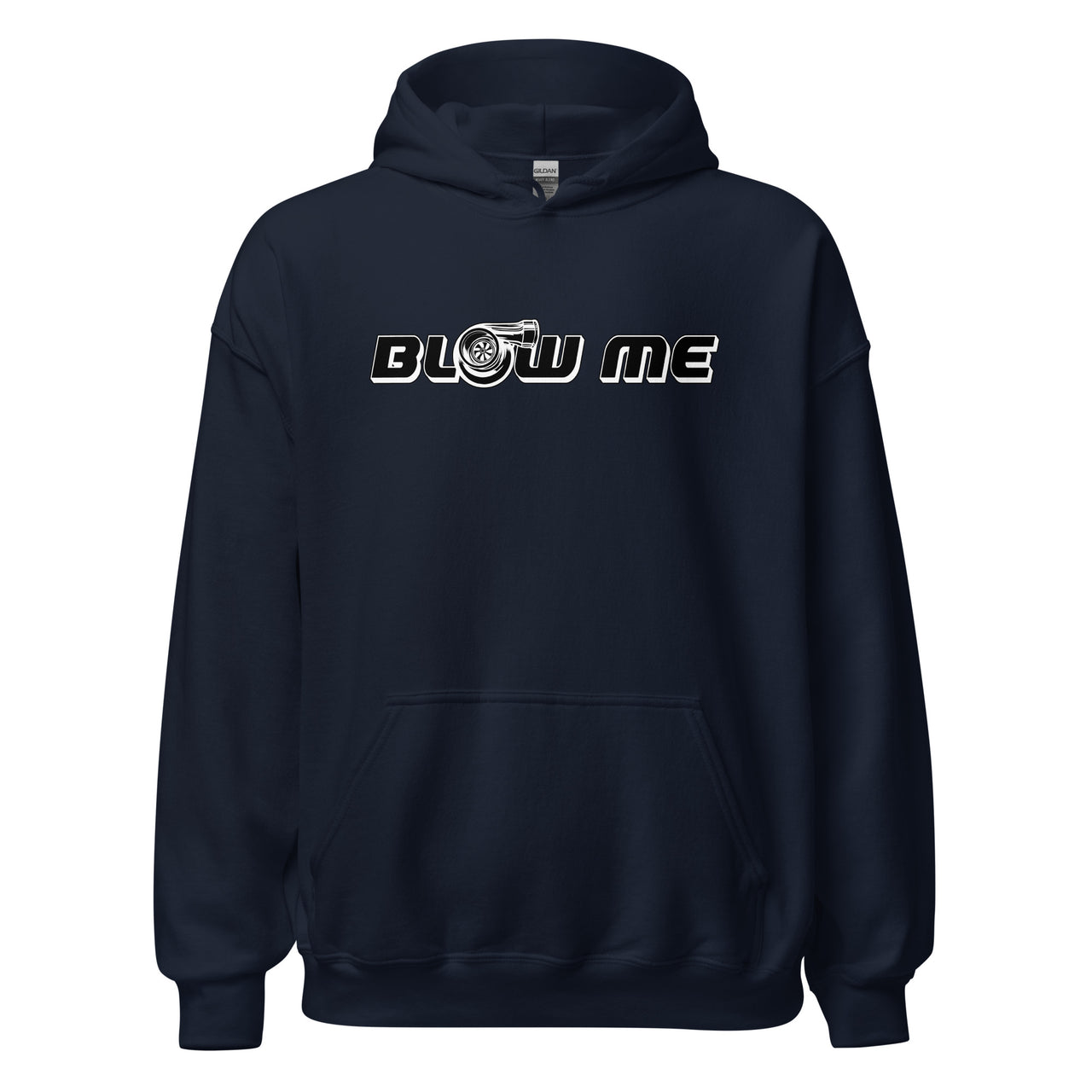 Funny Car Enthusiast Hoodie Blow Me Turbo Sweatshirt in navy