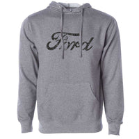 Thumbnail for Hoodie - Mens Ford Distressed Text - Heather Grey