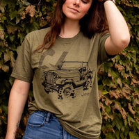 Thumbnail for Mens Jeep® CJ - LDD Series - Triblend Military Green T-Shirt