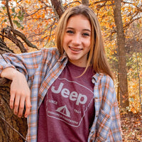 Thumbnail for Mens Jeep® Tent Badge T-Shirt - Heather Burgundy
