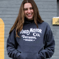 Thumbnail for Hoodie - Mens Ford Distressed 1903 Text - Heather Navy