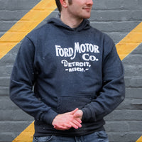 Thumbnail for Hoodie - Mens Ford Distressed 1903 Text - Heather Navy
