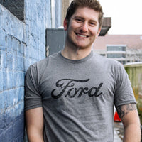 Thumbnail for Mens Ford Distressed Text - Triblend Grey