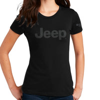 Thumbnail for Ladies Jeep® Text Blackout T-Shirt - Black