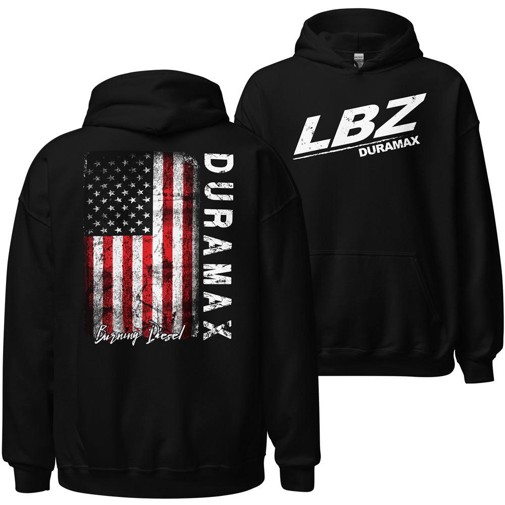 LBZ Duramax Hoodie Sweatshirt With American Flag On Back