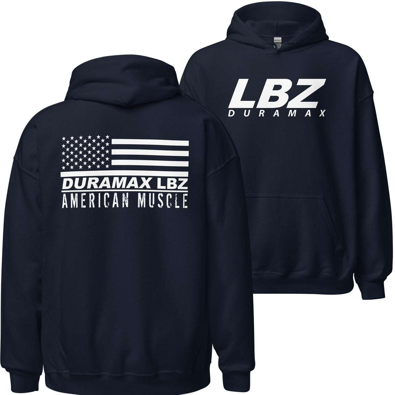 LBZ Duramax Hoodie, American Flag Sweatshirt-In-Navy-From Aggressive Thread