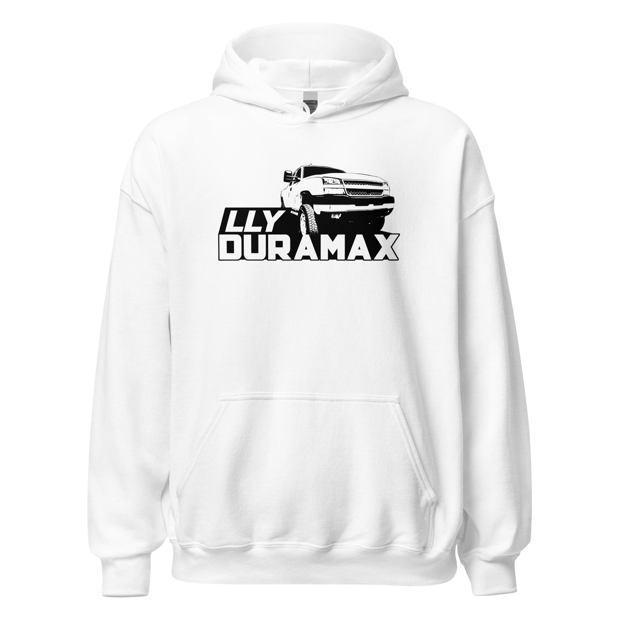 LLY Duramax Truck Hoodie Sweatshirt in white