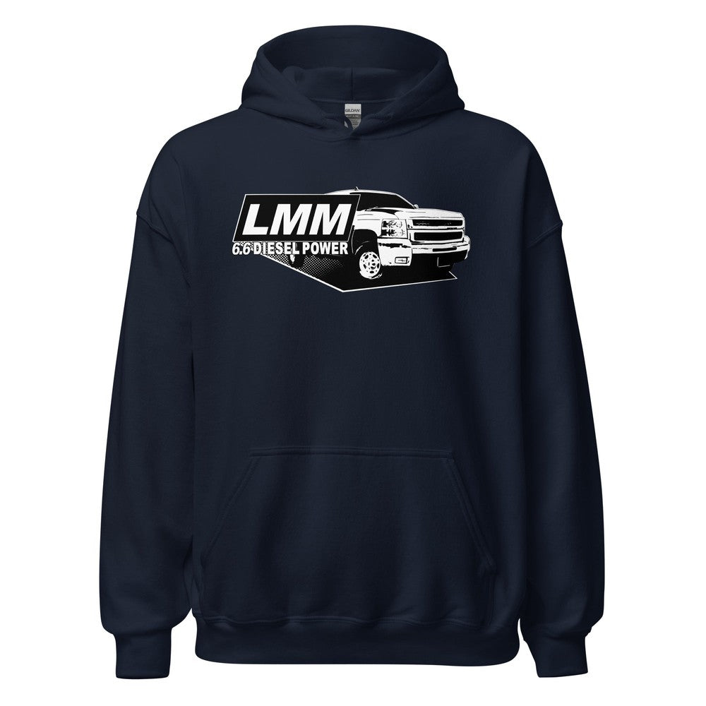 LMM Duramax Hoodie Sweatshirt With Truck-In-Navy-From Aggressive Thread