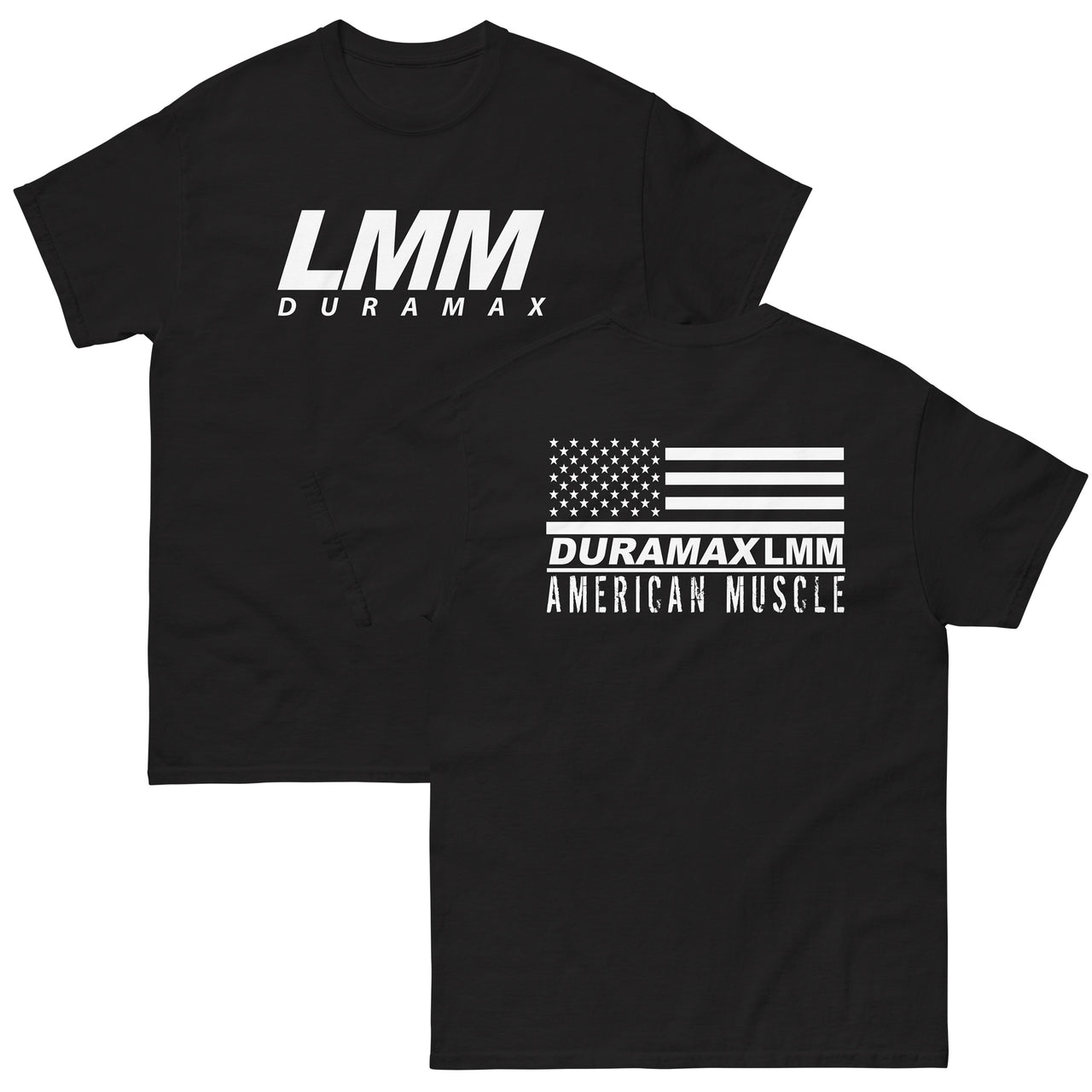 LMM Duramax T-Shirt With American Flag Design in Black