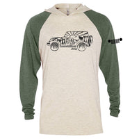 Thumbnail for Mens Jeep® Atomic Side Long Sleeve Hooded T-Shirt - Moss Green / Natural