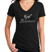 Thumbnail for Ladies Ford Bronco Script V-Neck - Black