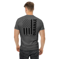 Thumbnail for Man modeling Duramax Shirt With American Flag Design in Dark Heather back view