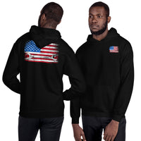 Thumbnail for American Flag Mechanic Hoodie Sweatshirt modeled in black