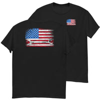 Thumbnail for Mechanic T-Shirt American Flag Wrench Design-In-Black-From Aggressive Thread