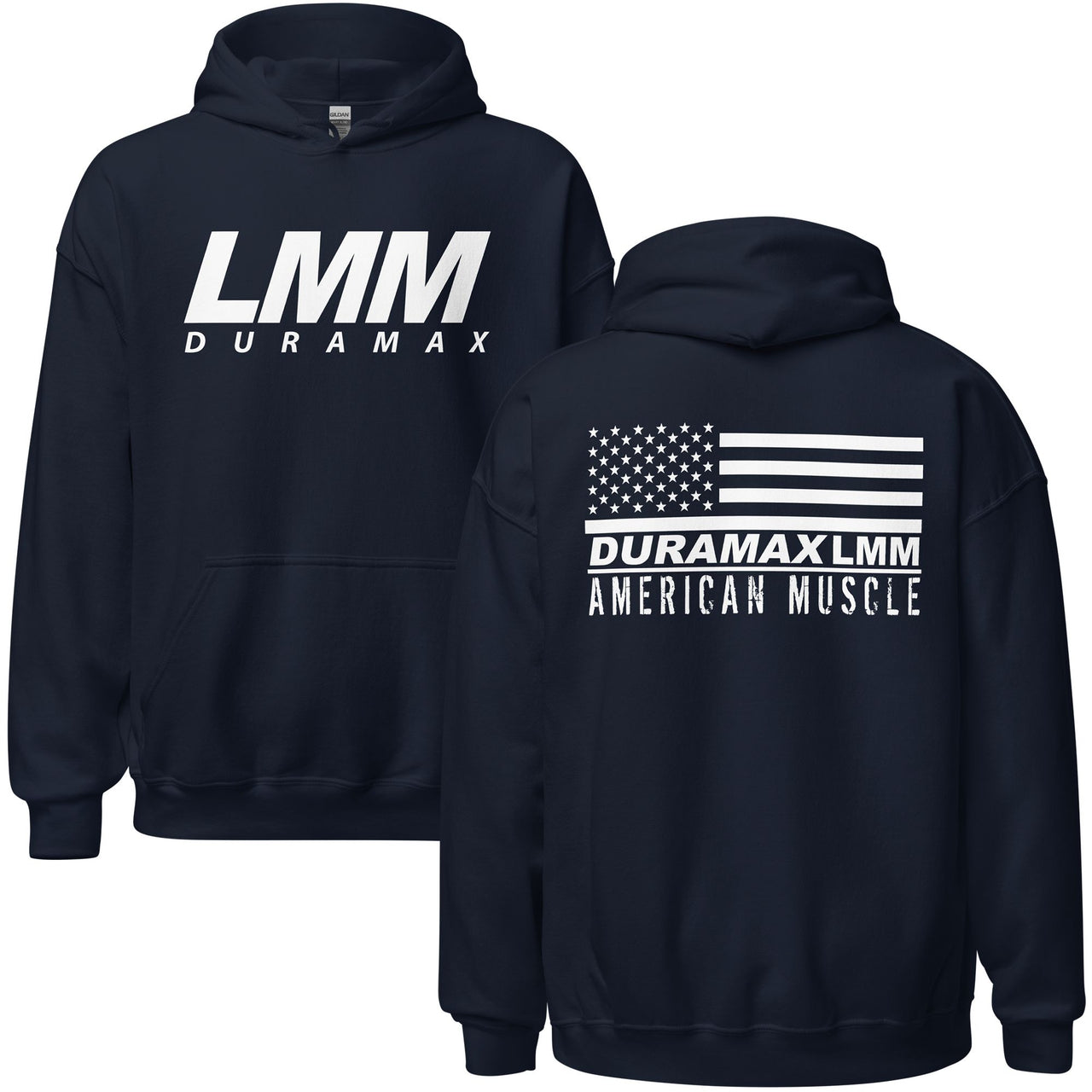 LMM Duramax American Flag Hoodie From Aggressive Thread - Color Navy