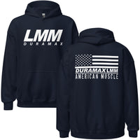 Thumbnail for LMM Duramax American Flag Hoodie From Aggressive Thread - Color Navy