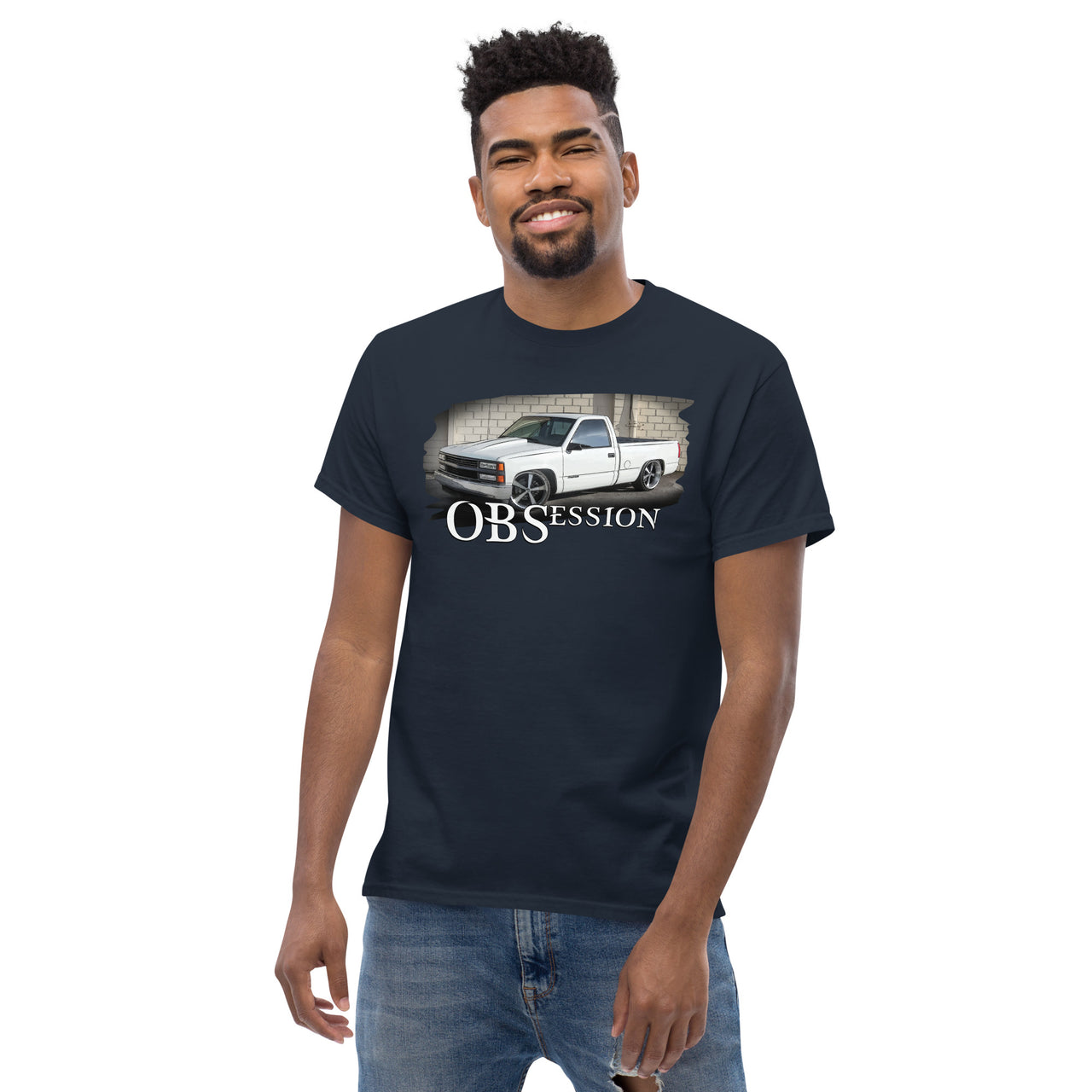 OBS Truck T-Shirt Lowered C1500 modeled in navy