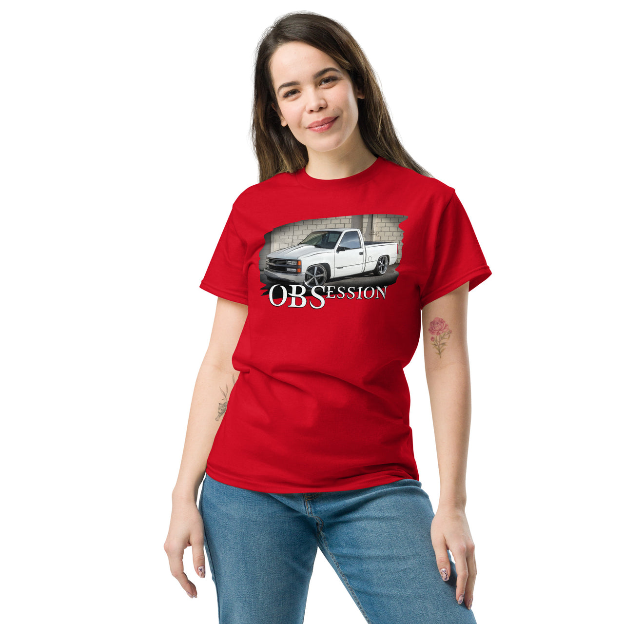 OBS Truck T-Shirt Lowered C1500 modeledin red