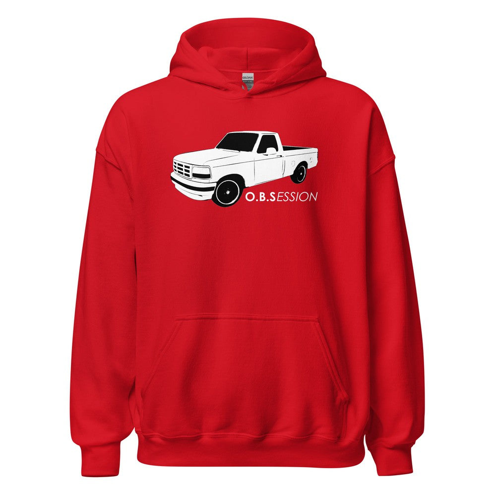 OBS Truck Hoodie With Lowered Single Cab F150 Sweatshirt in red