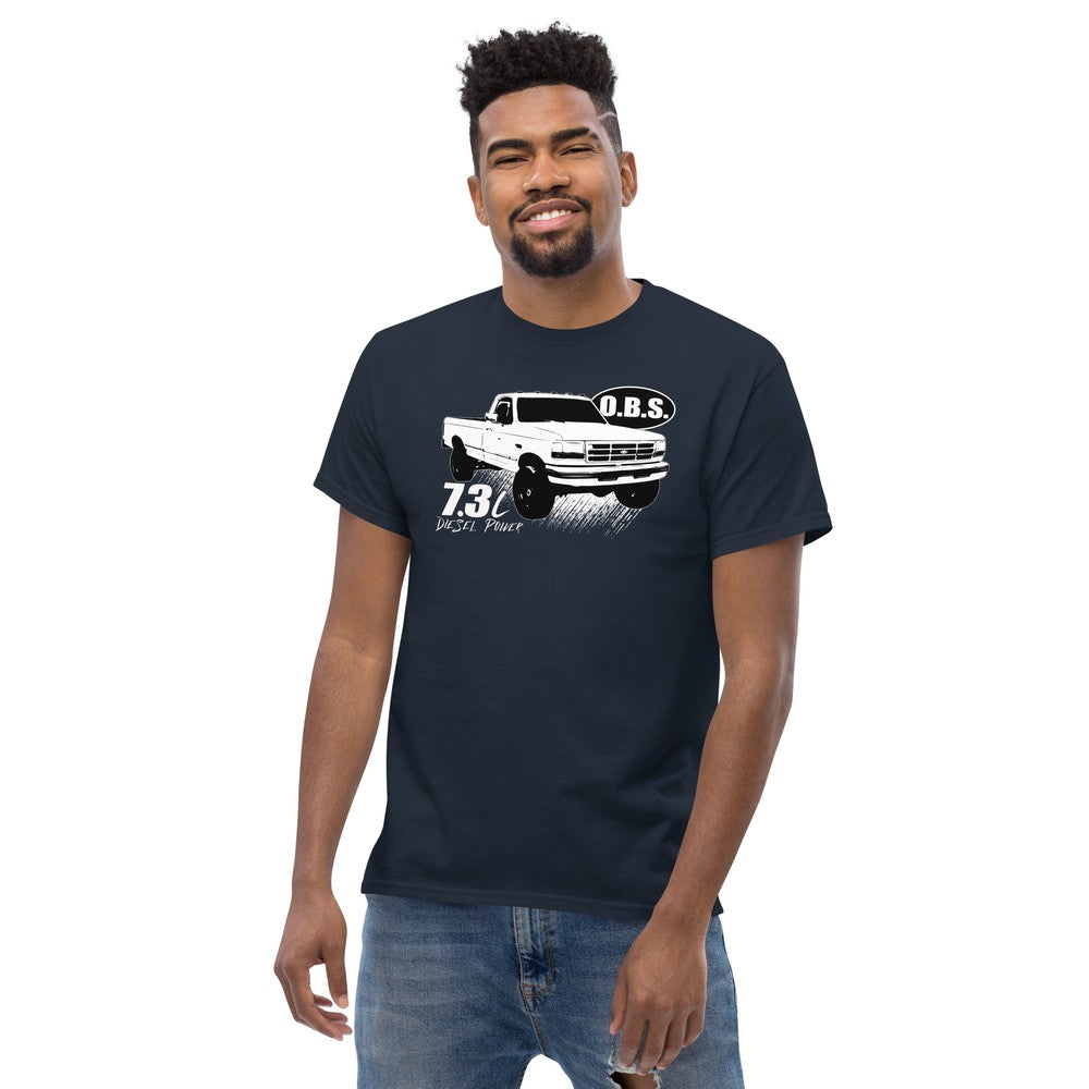 OBS Super Duty Single Cab 7.3 Power T-Shirt modeled in navy
